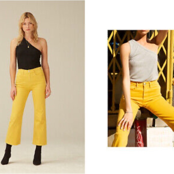 3x1 NYC Women's Shelter Crop High-Rise Wide-Leg Jeans Gold NWOT Size 28 - Picture 2 of 4